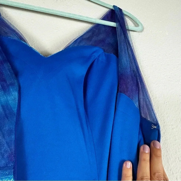 NWOT Rene Ruiz Collection V-neck Floral Organza Gown Maxi Sleeveless Dress sz 8 - Picture 11 of 16